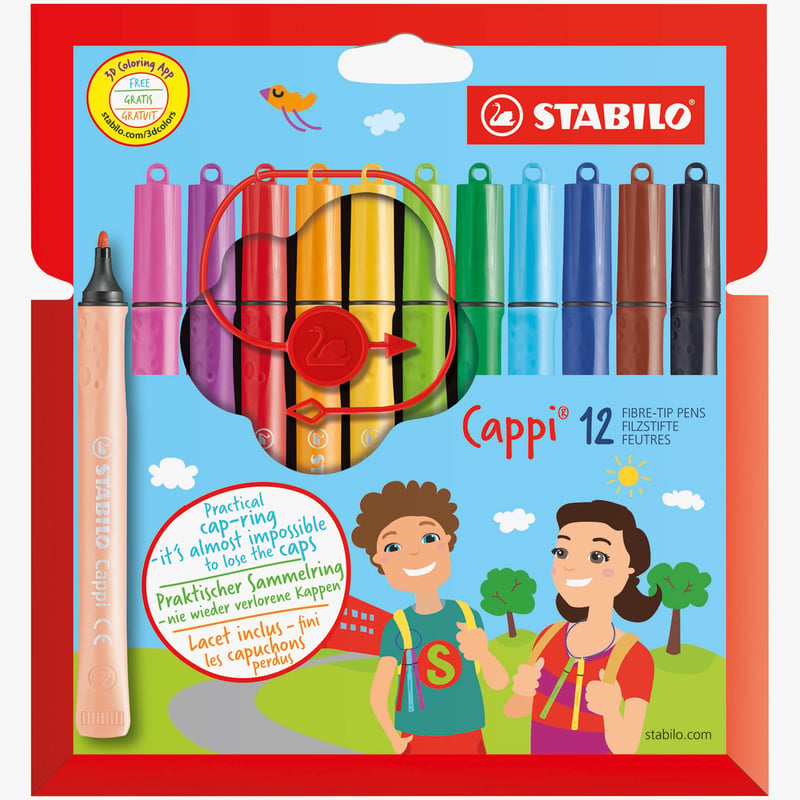 STABILO STABILO Cappi Fibre Tip Pens - Assorted Colours (Pack of 12)