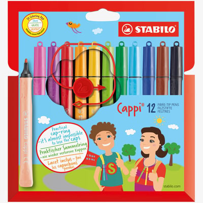 STABILO Cappi Fibre Tip Pens - Assorted Colours (Pack of 12)