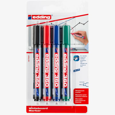Edding Edding 360 Whiteboard Markers - Assorted Colours (Blister of 4)