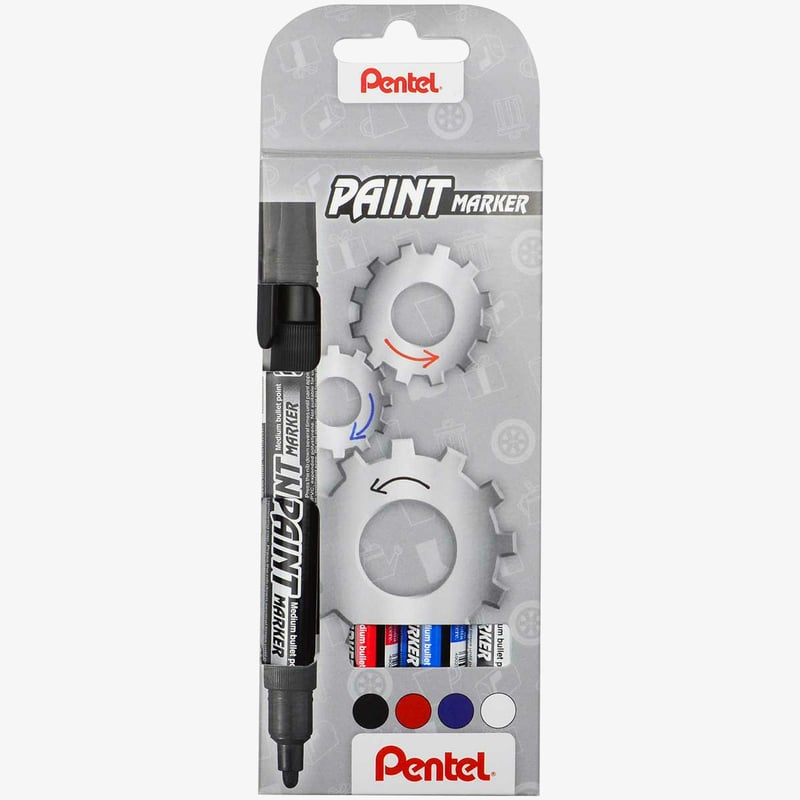 Pentel Pentel MMP20 Paint Markers - Bullet Tip - Assorted Basic Colours (Wallet of 4)