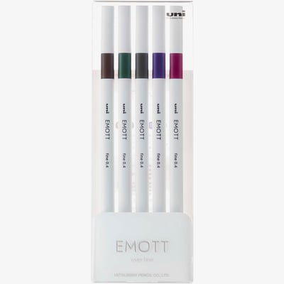 Uni-Ball PEM-SY Emott Fineliner Pens - Vintage Colours (Pack of 5)