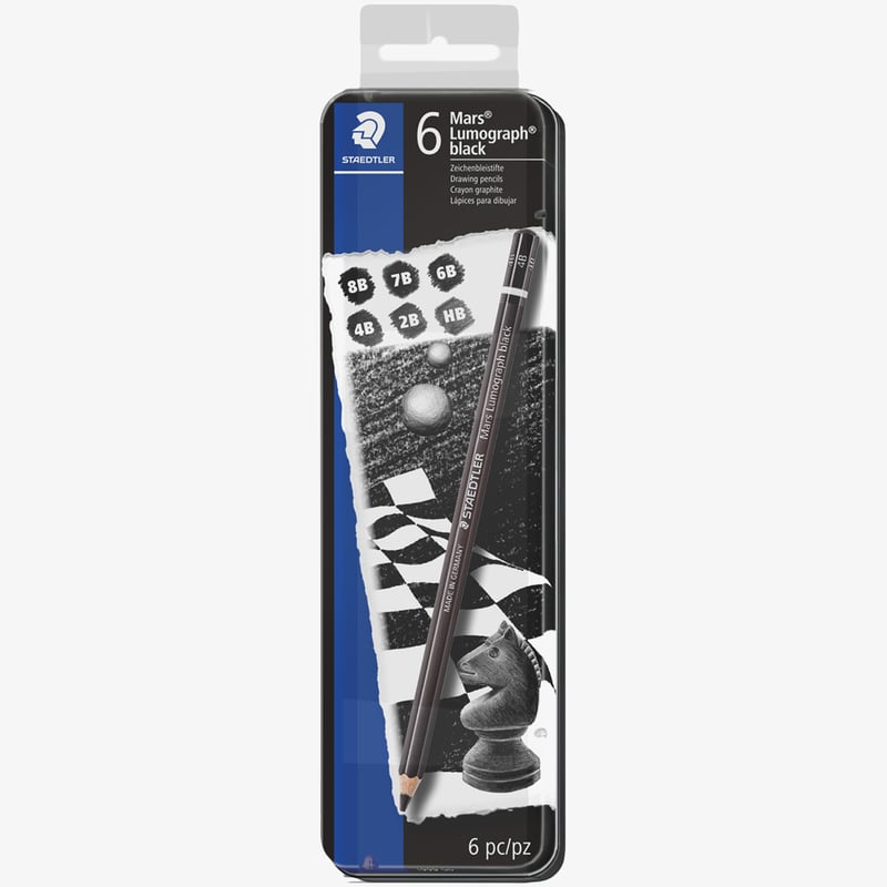 Staedtler Staedtler Mars Lumograph Black Pencils - Assorted Degrees (Tin of 6)