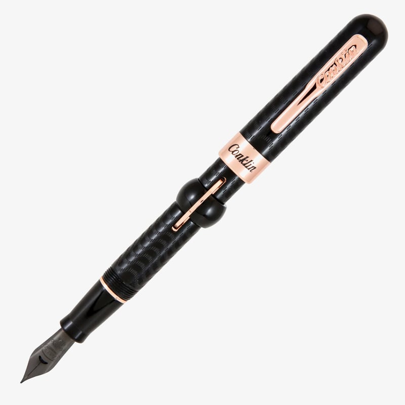 Conklin Conklin Mark Twain Crescent Filler Fountain Pen - Black Chase Rose Gold Trim