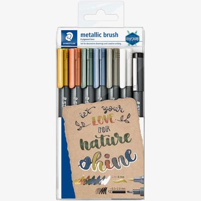 Staedtler Staedtler Metallic Brush Pens - Assorted Colours (Wallet of 7)