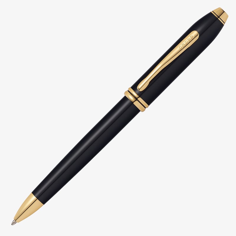 Cross Cross Townsend Ballpoint Pen - Black Lacquer Gold Trim