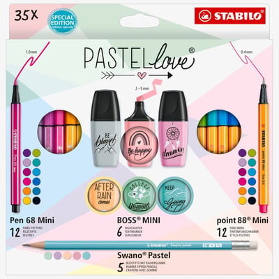 STABILO Pastelove Pen Set - Pack of 35 - Assorted Colours