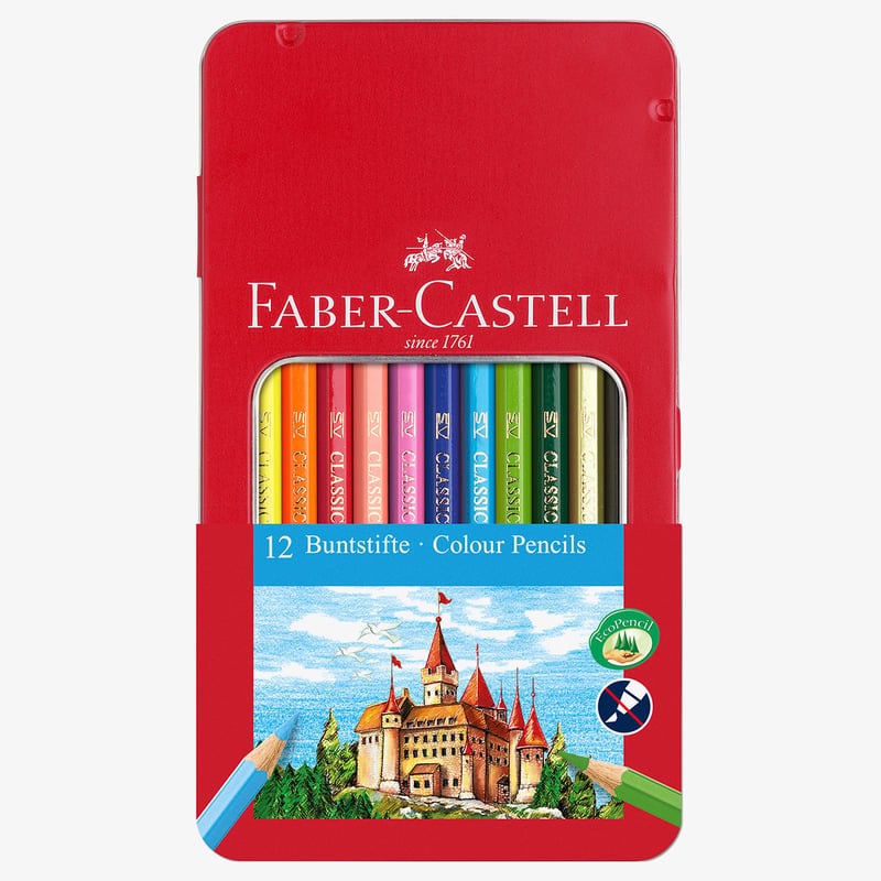 Faber-Castell Faber-Castell Hexagonal Colouring Pencils - Assorted Colours (Tin of 12)