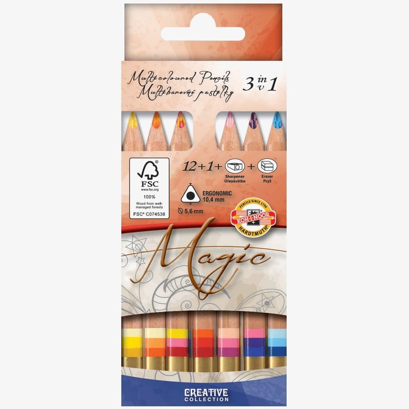 Koh-I-Noor Koh-I-Noor 3404N Jumbo Triangular Magic Coloured Pencils - Assorted Colours (Pack of 13)