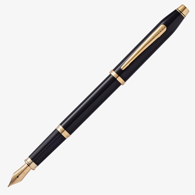 Cross Cross Century II Fountain Pen - Black Lacquer Gold Trim