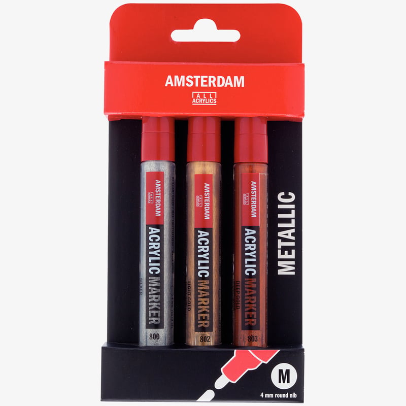 Amsterdam Amsterdam All Acrylics Paint Marker - Medium - Metal Set (Pack of 3)