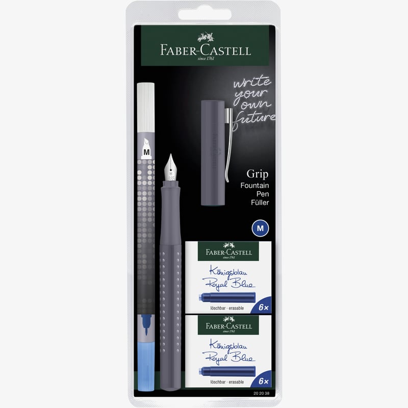 Faber-Castell Faber-Castell Grip 2010 Fountain Pen Set - Dapple Grey