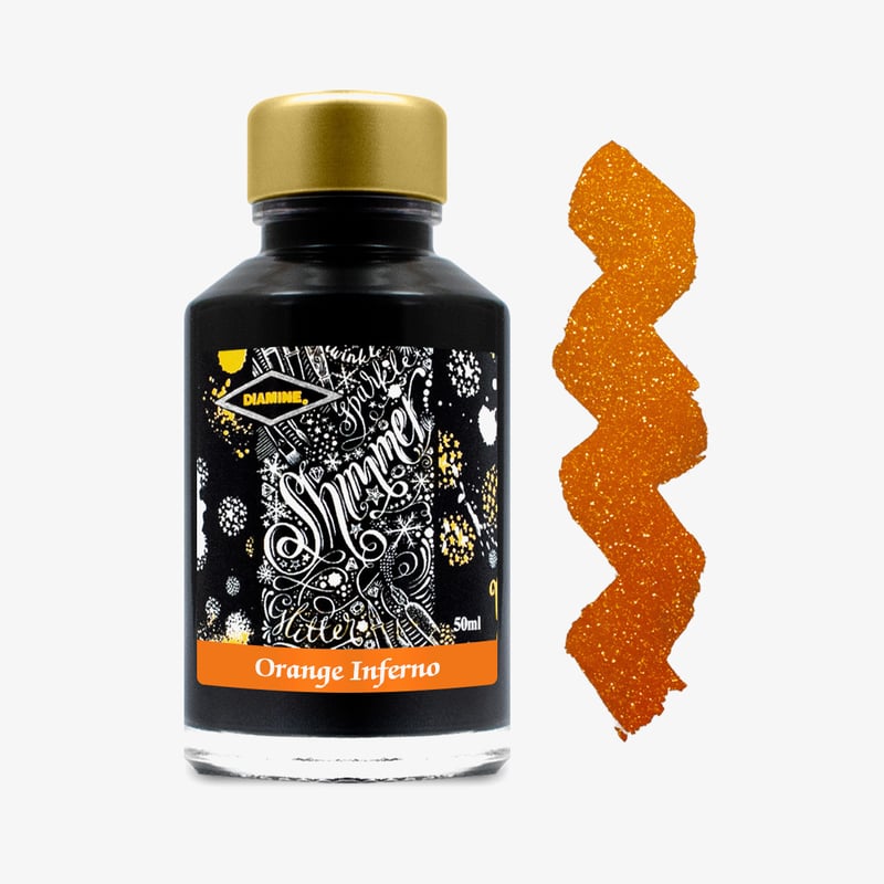 Diamine Inks Diamine Shimmering Ink Bottle 50ml - Inferno Orange