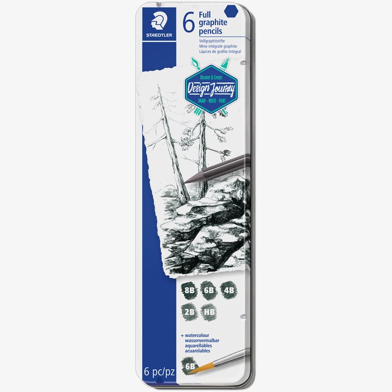 Staedtler Staedtler Mars Lumograph Pure Graphite Pencil - Assorted Degrees (Tin of 6)