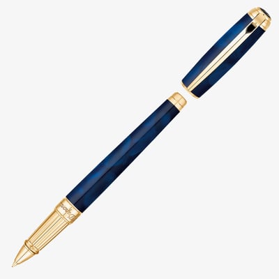 S.T. Dupont Line-D Large Rollerball Pen - Atelier Blue & Gold