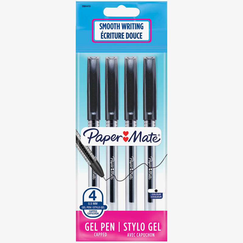 Papermate Papermate Jiffy Gel Ballpoint Pen - Black (Pack of 4)