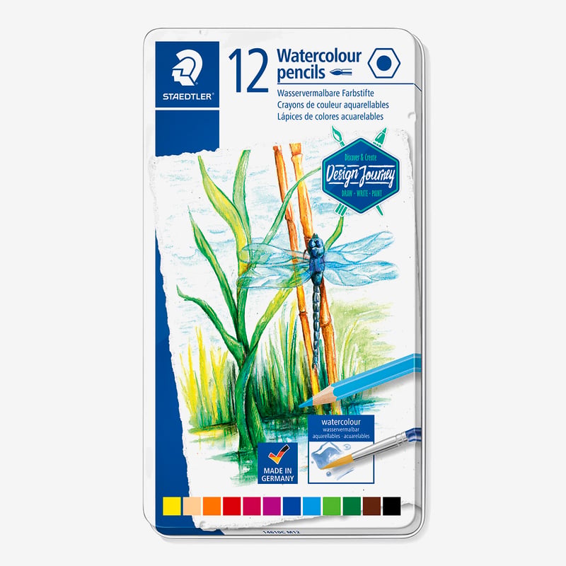 Staedtler Staedtler Design Journey Watercolour Pencils - Assorted Colours (Tin of 12)