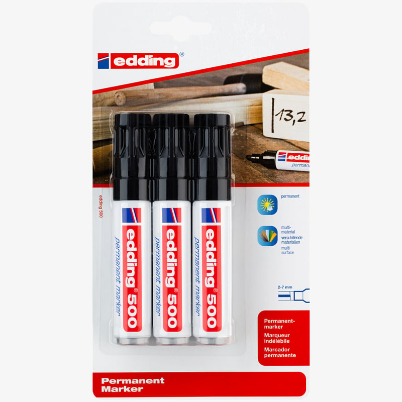 Edding Edding 500 Permanent Markers - Black (Pack of 3)