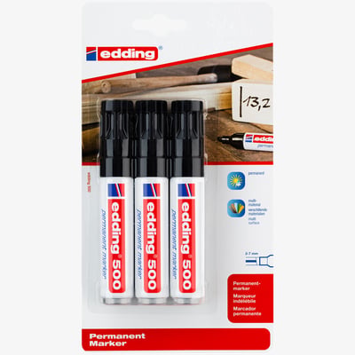 Edding Edding 500 Permanent Markers - Black (Pack of 3)