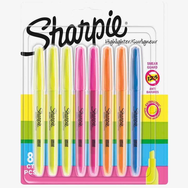 Sharpie Sharpie Accent Pocket Highlighters - Assorted Colours (Blister of 8)