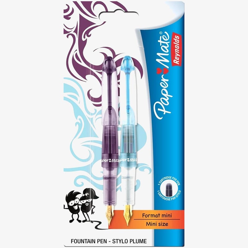 Papermate Papermate Mini + Fountain Pen - Medium - Purple & Blue (Blister of 2)