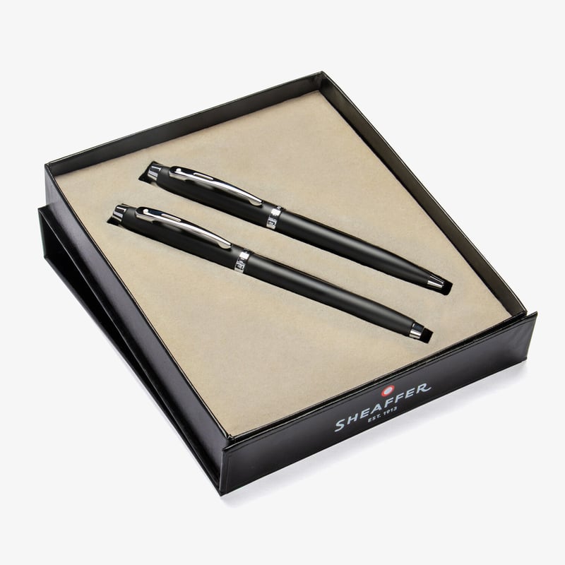 Sheaffer Sheaffer 100 Ballpoint Pen & Rollerball Pen Gift Set - Matte Black Chrome Trim
