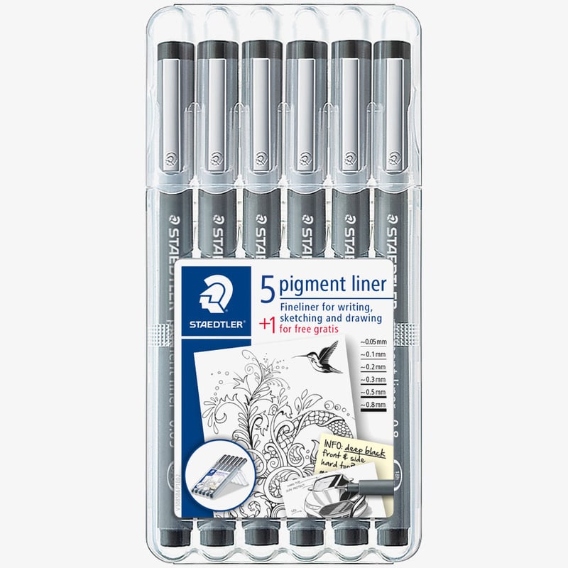 Staedtler Staedtler Pigment Liner Set - Assorted Line Widths (Pack of 6)