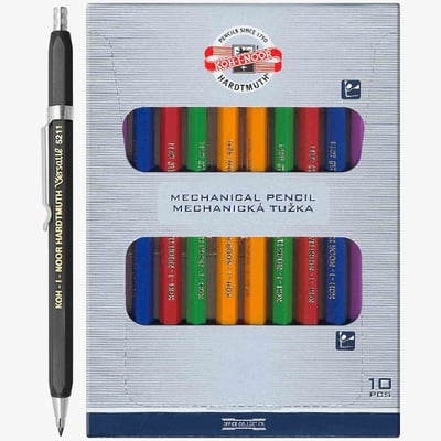 Koh-I-Noor 5211 Mechanical Clutch Leadholder - 2.0mm - Assorted Colours (Pack of 10)