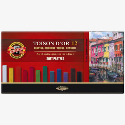 Koh-I-Noor 8582 Artist's Square Dry Chalks - Assorted Colours (Pack of 12)