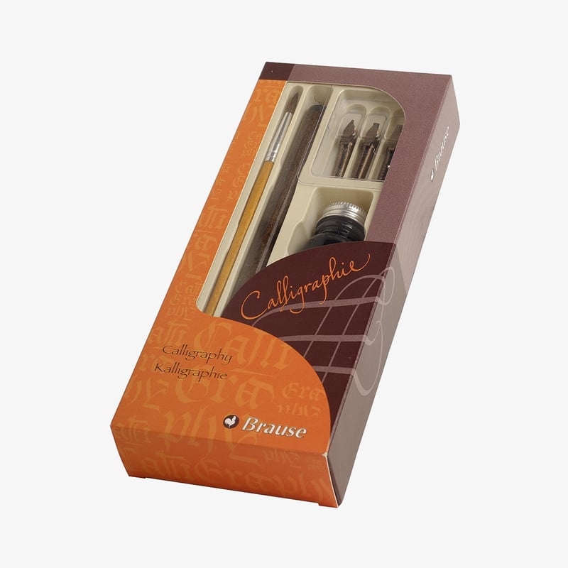 Brause Brause Calligraphy Set - 3 calligraphy Nibs with Dip Pen & Ink Bottle