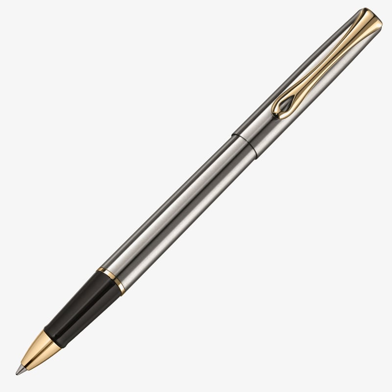 Diplomat Diplomat Traveller Rollerball Pen - Stainless Steel Gold Trim