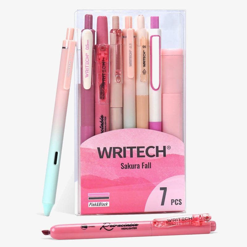 Writech Writech Color Coded Writing Set - Pink & Black (Box of 7)