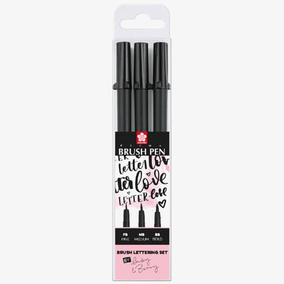 Sakura Pigma Brush Pen Hand Lettering Set - Black - Set of 3