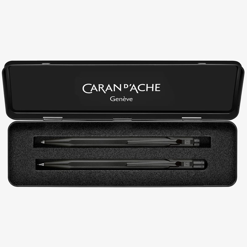 Caran d'Ache Caran d'Ache 849 Ballpoint Pen & 849 Mechanical Pencil Set - 0.7mm - Black Edition