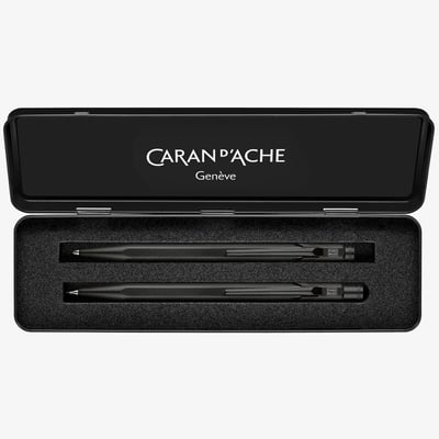 Caran d'Ache 849 Ballpoint Pen & 849 Mechanical Pencil Set - 0.7mm - Black Edition