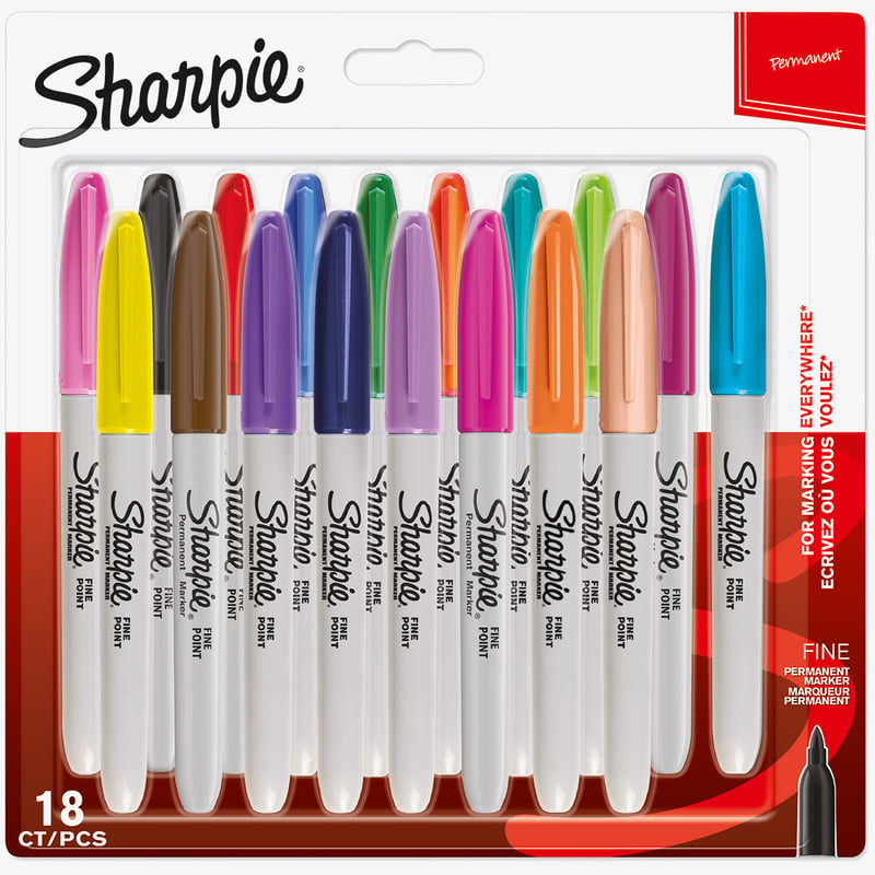 Sharpie Fine Marker Pens - Assorted Colours (Pack of 18)