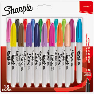 Sharpie Sharpie Fine Marker Pens - Assorted Colours (Pack of 18)