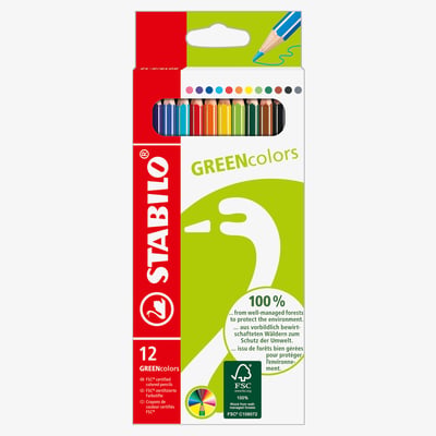 STABILO GREENcolors Colouring Pencil - Wallet of 12 - Assorted Colours