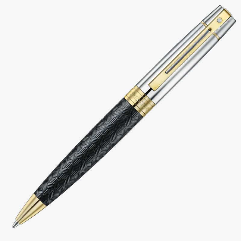 Sheaffer Sheaffer 300 Ballpoint Pen - Engraved Matte Black and Chrome with Gold Trim