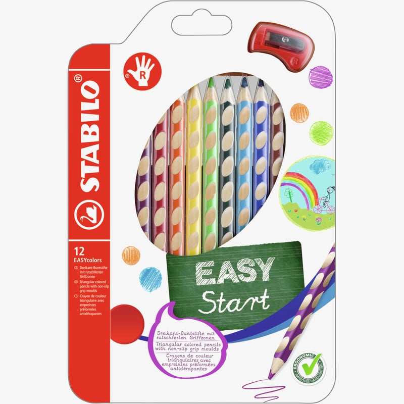 STABILO STABILO EASYcolors Colouring Pencil - RH - Wallet of 12 - Assorted Colours