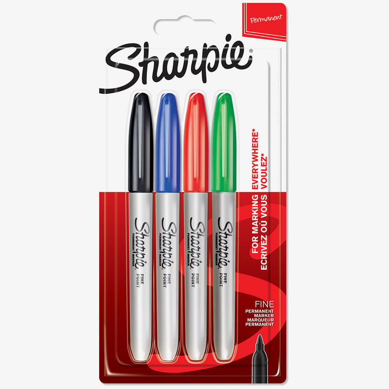 Sharpie Sharpie Fine Marker Pens - Standard Colours (Pack of 4)