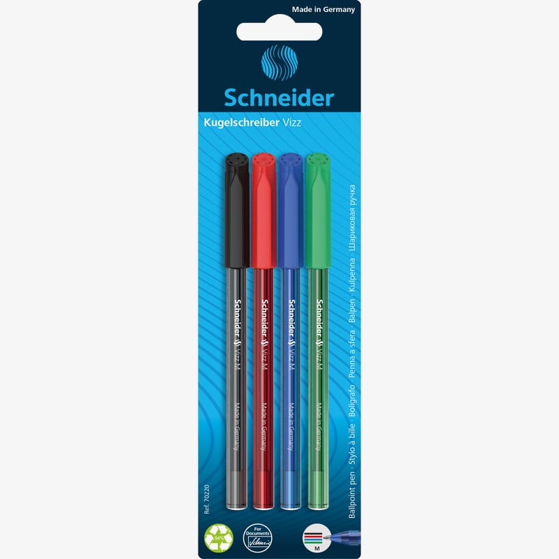 Schneider Schneider Vizz Ballpoint Pens - Medium - Assorted Colours (Pack of 4)