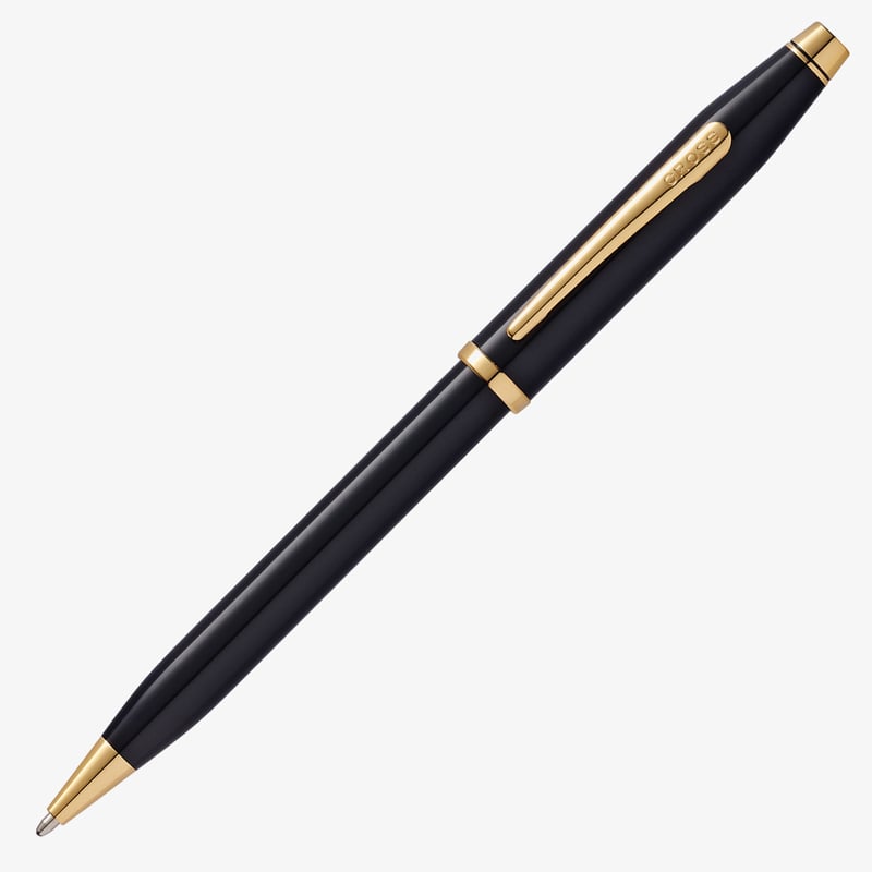 Cross Cross Century II Ballpoint Pen - Black Lacquer Gold Trim