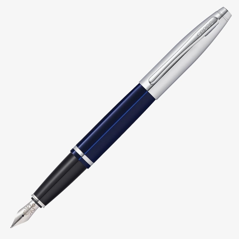 Cross Cross Calais Fountain Pen - Translucent Blue Chrome Trim