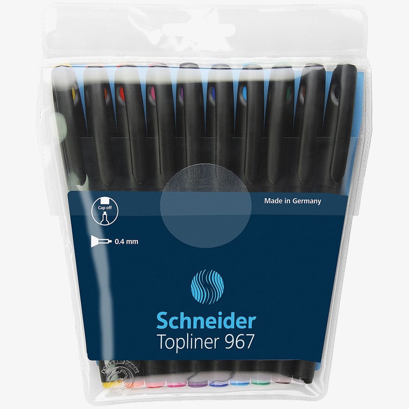 Schneider Schneider Topliner 967 Fineliner Pens - Assorted Colours (Pack of 10)