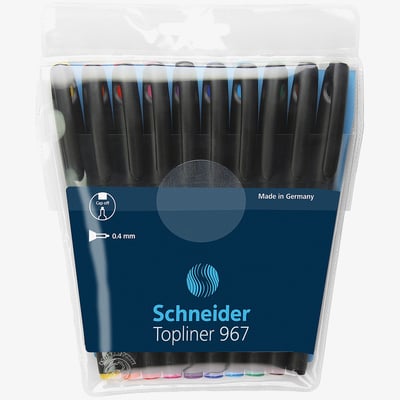 Schneider Schneider Topliner 967 Fineliner Pens - Assorted Colours (Pack of 10)