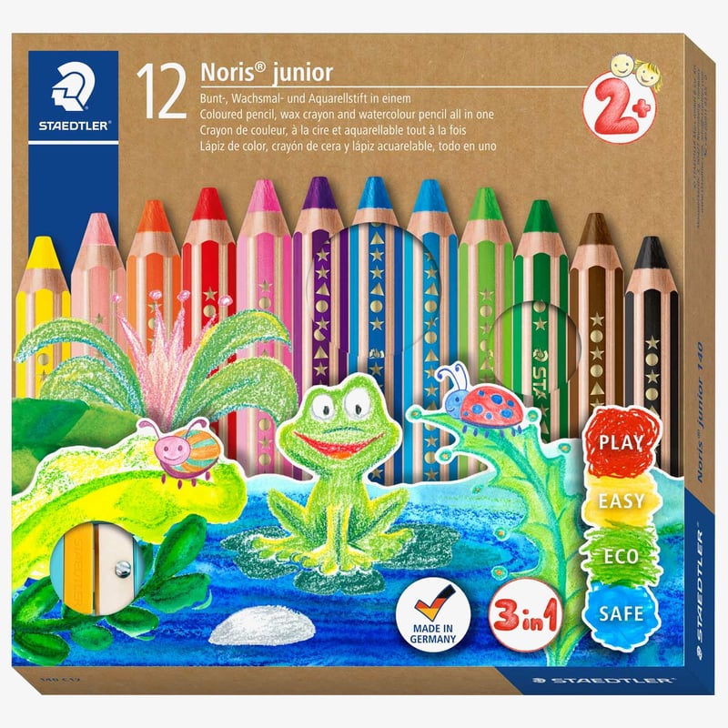 Staedtler Staedtler Noris Junior Colouring Pencils & Sharpener - Assorted Colours (Pack of 12)