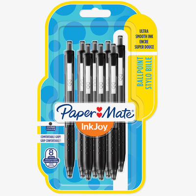 Papermate Papermate Inkjoy 300 Retractable Ballpoint Pen - Medium - Black (Blister of 8)