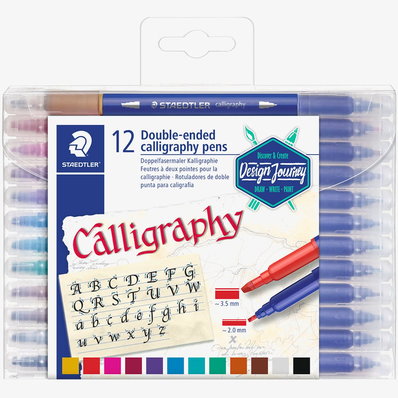 Staedtler Staedtler Duo Calligraphy Marker - Assorted Colours (Wallet of 12)