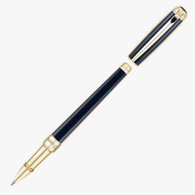 S.T. Dupont Line-D Medium Rollerball Pen - Windsor Blue & Gold