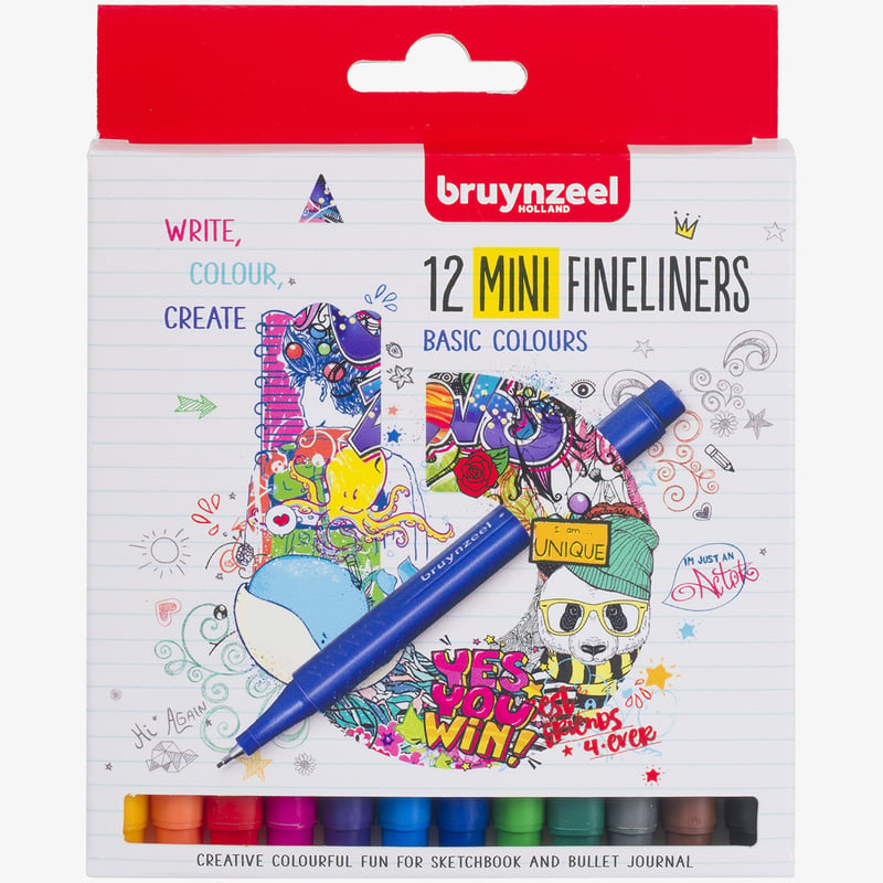 Bruynzeel Bruynzeel Mini Fineliner Pens - Assorted Colours (Pack of 12)